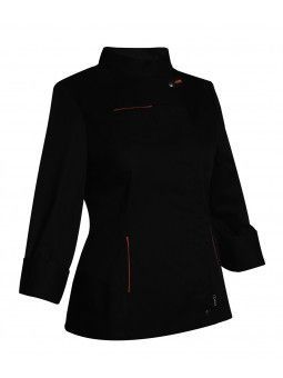 CHAQUETILLA COCINA SEÑORA DE MANGA LARGA CON CIERRE CON CORCHETES Y RIBETES A CONTRASTE SLIM FIT
